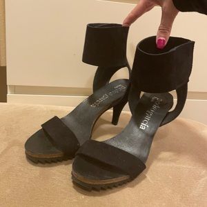 Brand new Pedro Garcia black suede heel with rubber sole. Size 40